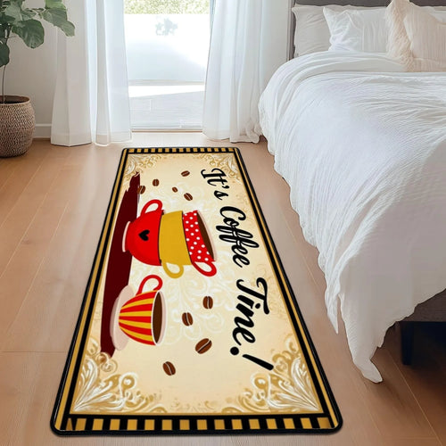 Coffee Theme Letter Print Runner Rug