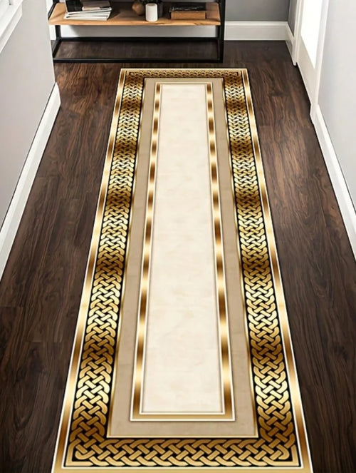 Geometric Gold Floral Feather