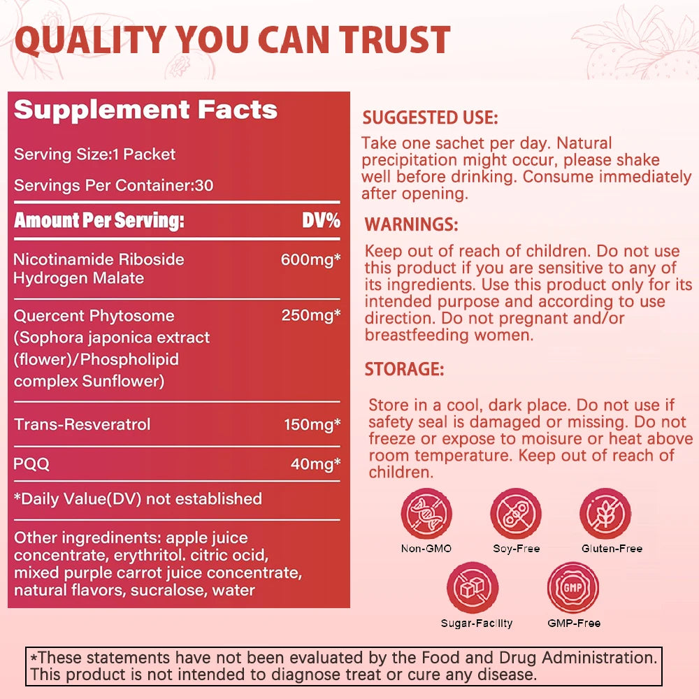 NAD+ 1000mg Liquid Packets Supplement