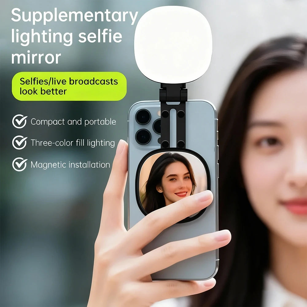 Magnetic Selfie Light with 360° Mirror