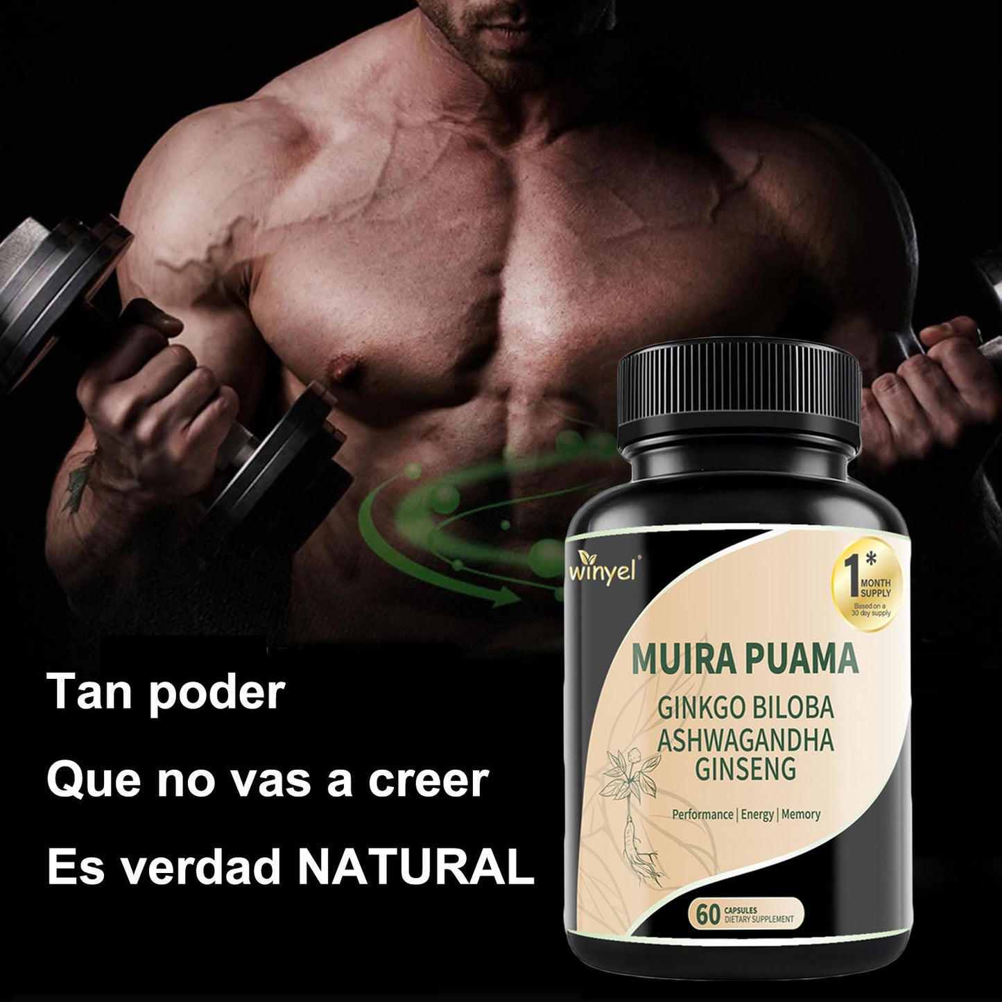 Muira Puama Ginseng Ashwagandha Ginkgo Tribulus  Herbal Supplements