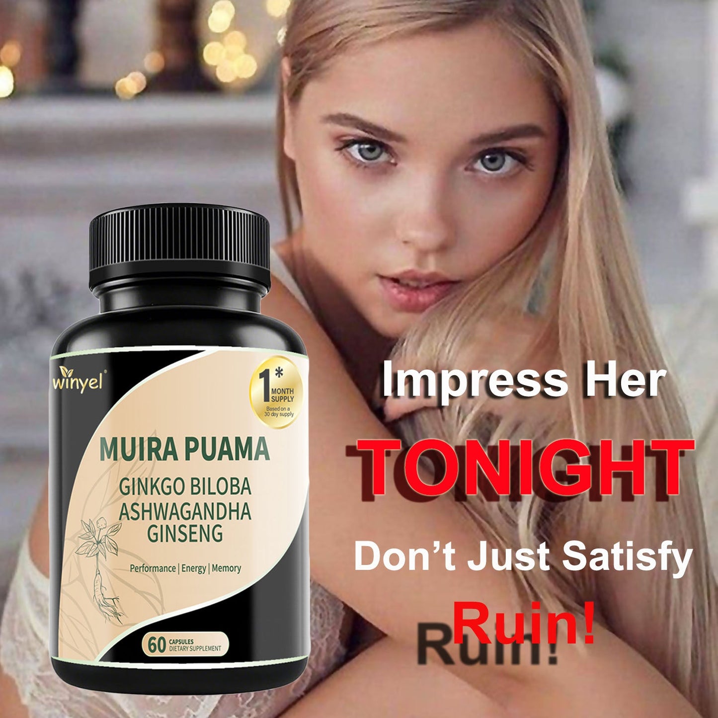 Muira Puama Ginseng Ashwagandha Ginkgo Tribulus  Herbal Supplements