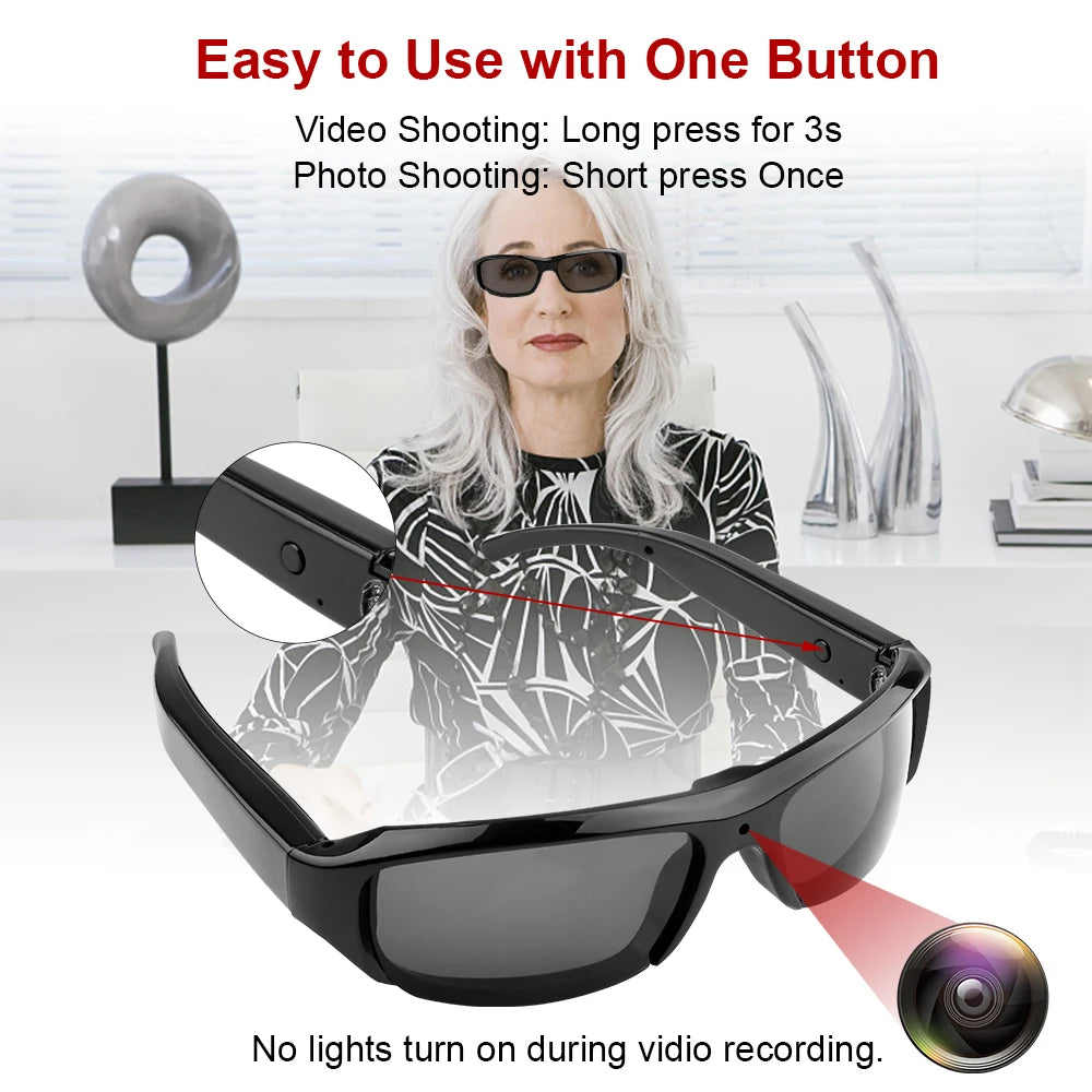 Portable 1080P HD Mini Glasses Camera Video