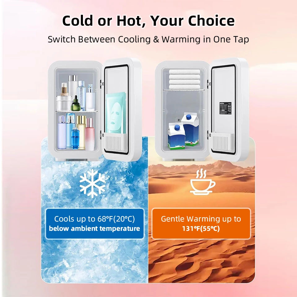Cooler＆Warmer Fridge With LED Light Mirror