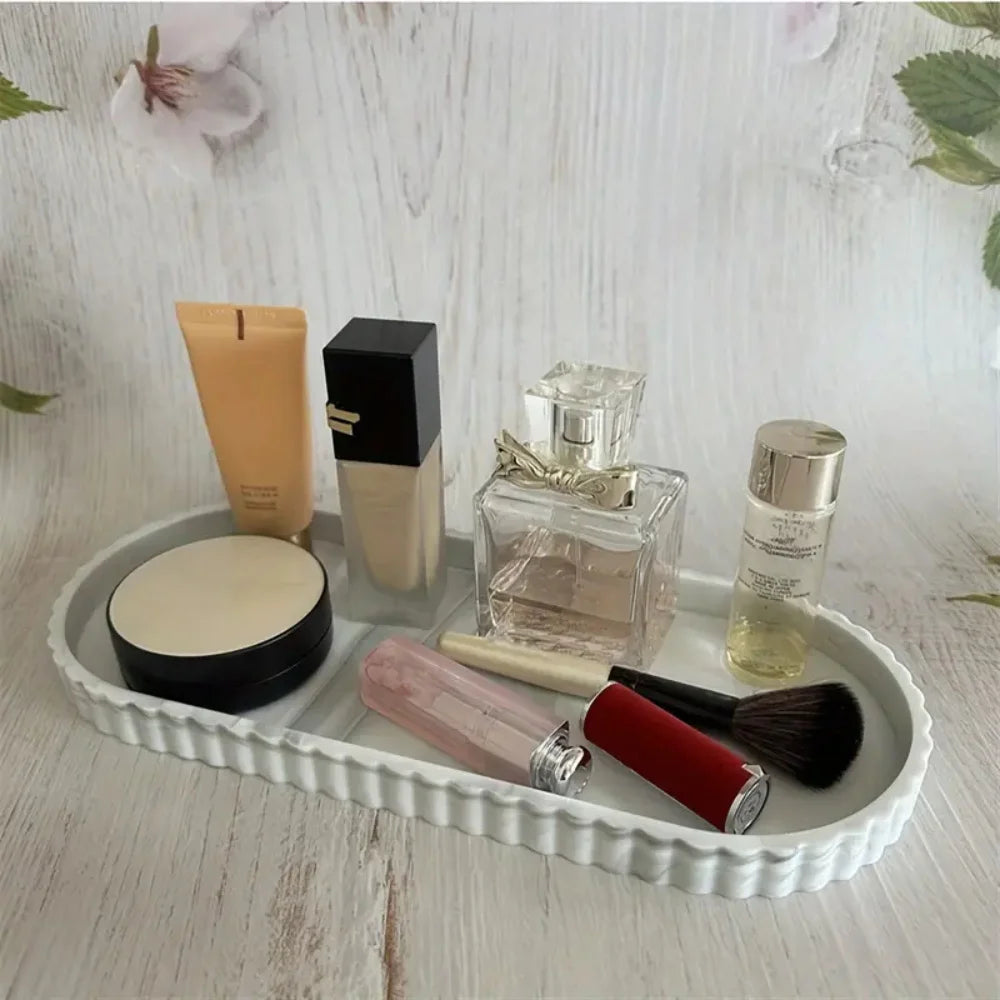 1-Piece Oval Vanity Tray, Silicone