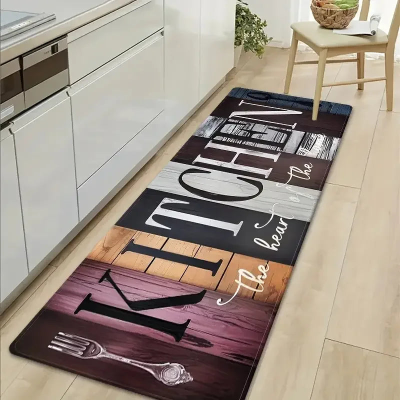 VIKAMA Vintage Wood Grain Kitchen Rug