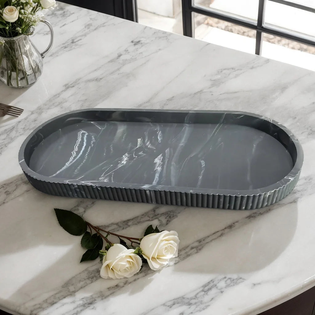 1-Piece Oval Vanity Tray, Silicone