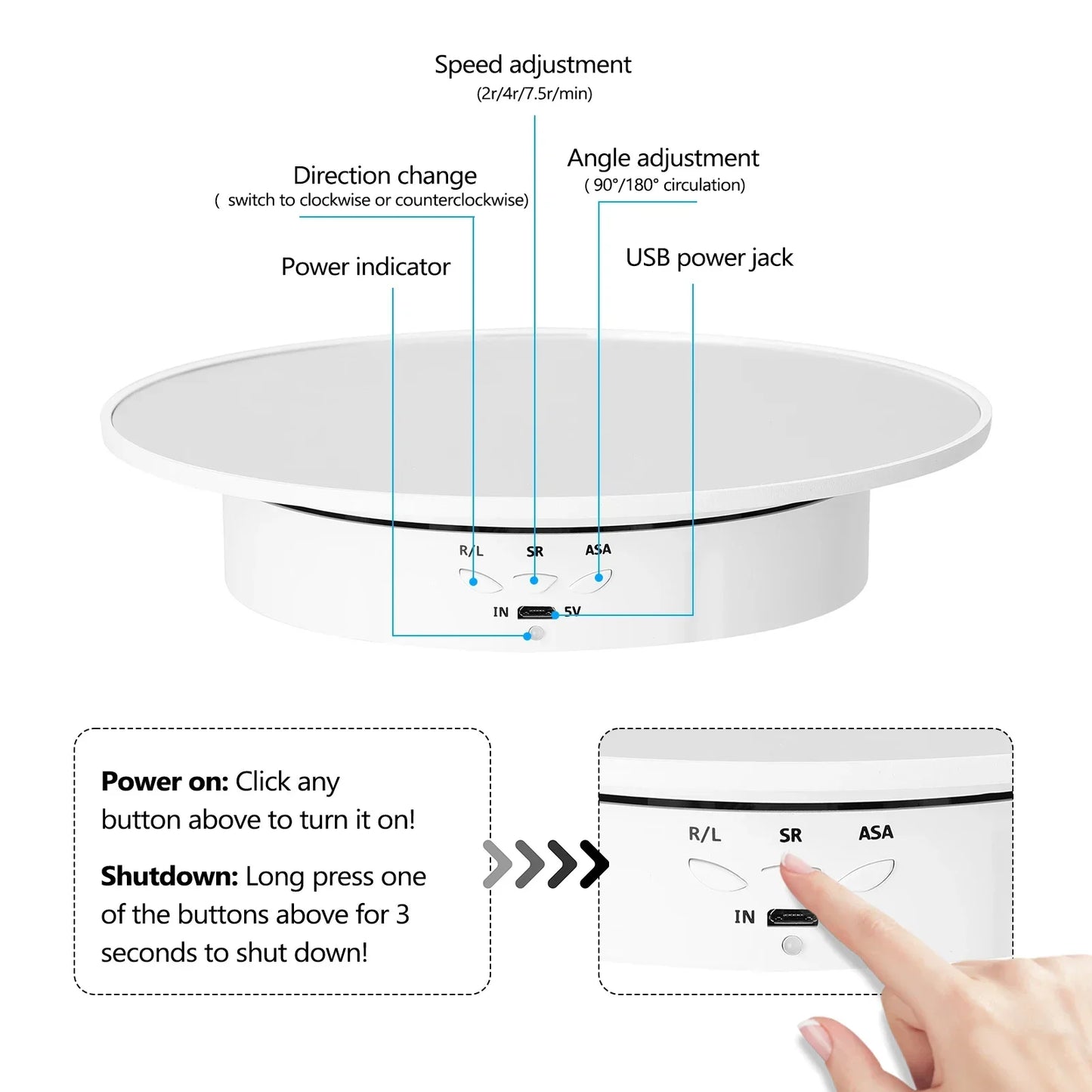 7.87 Inch 360 Degree Electric Rotating Stand