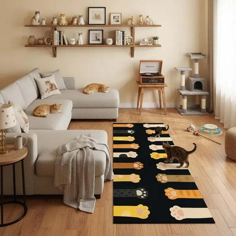 Cat Paw Print Runner Rug