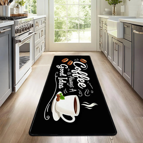 Coffee Theme Letter Print Runner Rug