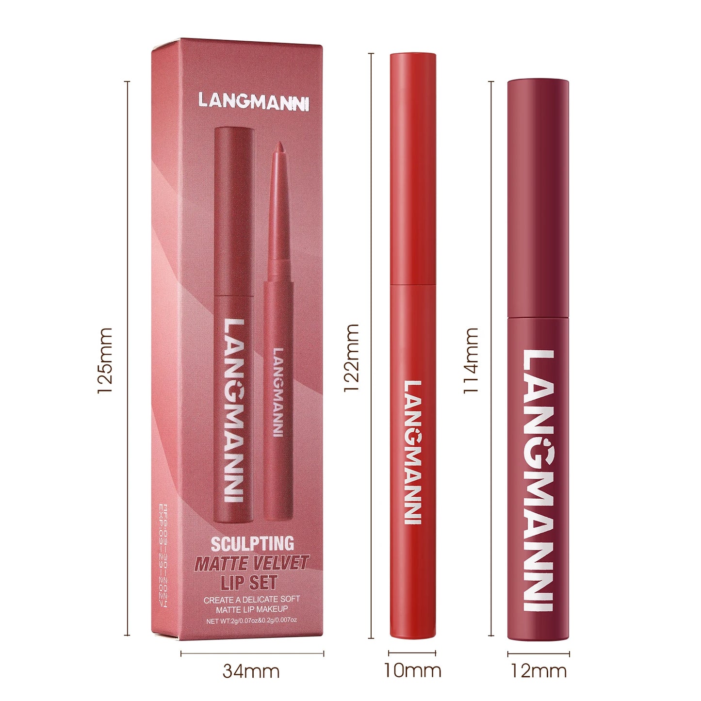 waterproof lipliner+lipstick set