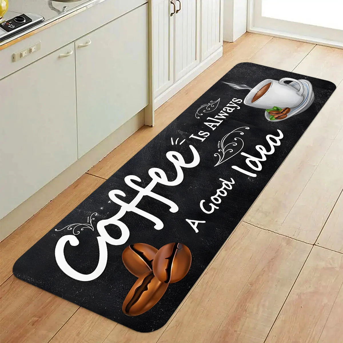 Coffee Time Quote Carpet Mat Rug