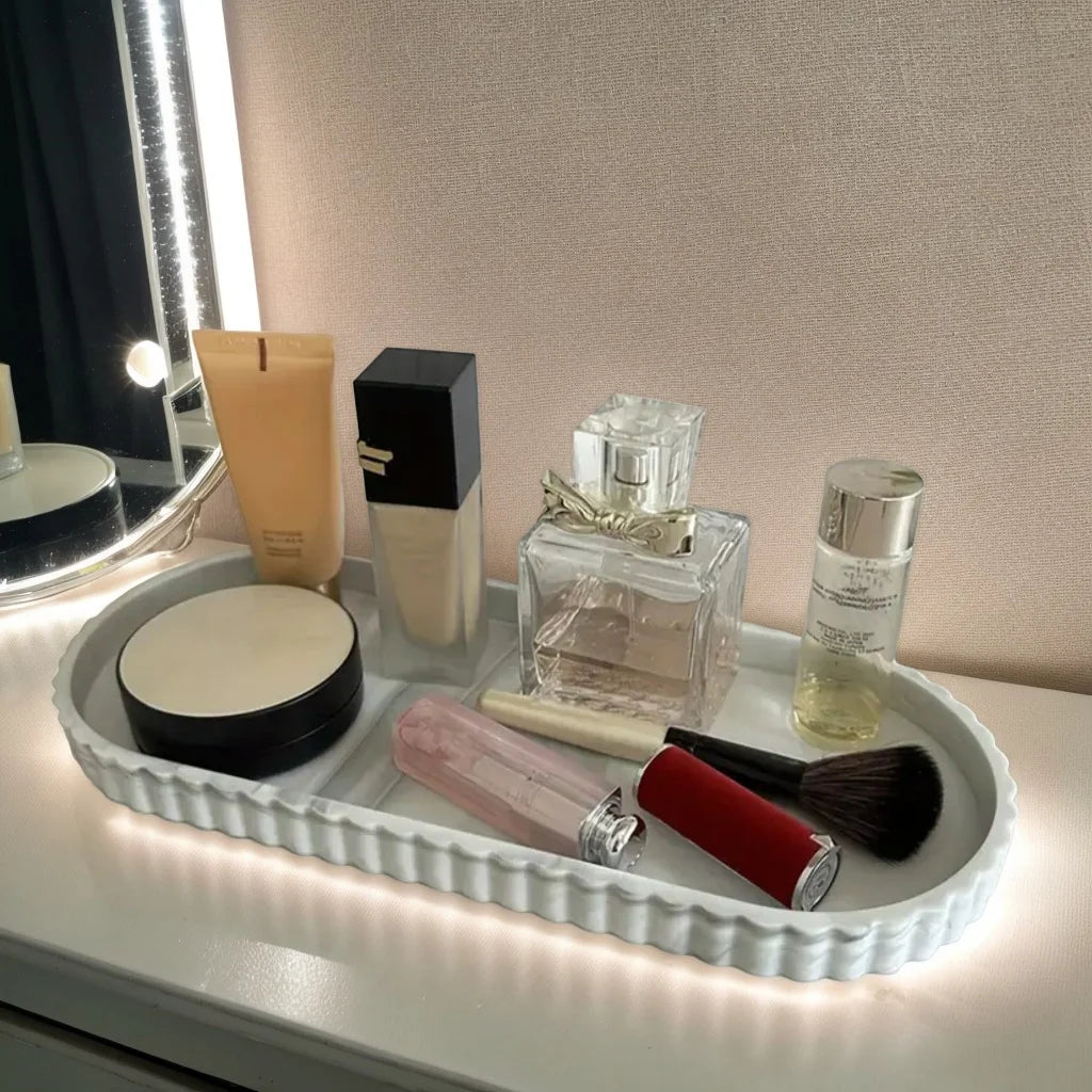 1-Piece Oval Vanity Tray, Silicone