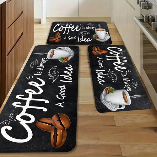 Coffee Time Quote Carpet Mat Rug