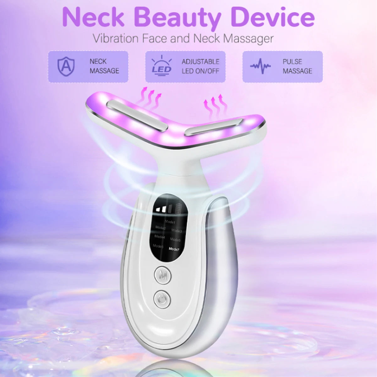 Face and Neck Massager with 7 Colours LED and Heat