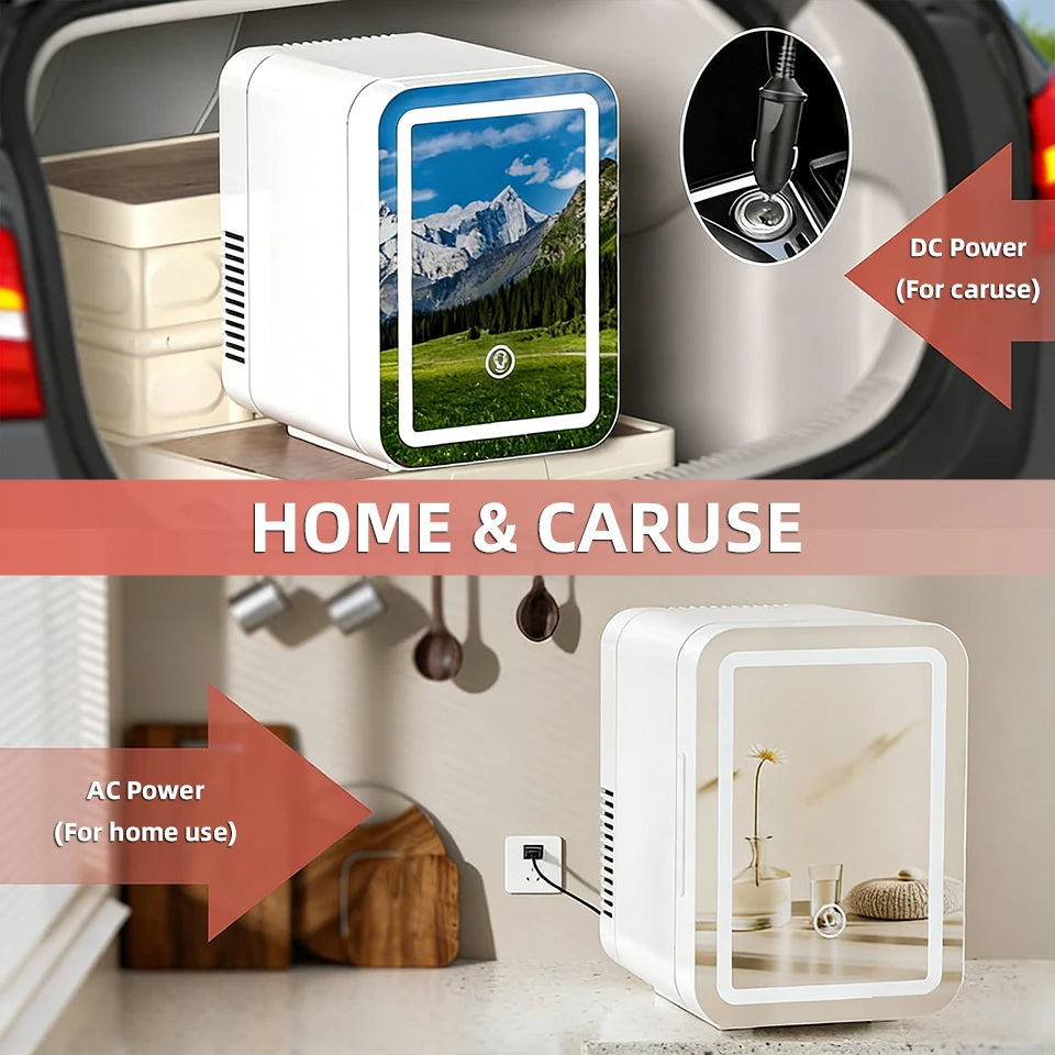 Cooler＆Warmer Fridge With LED Light Mirror