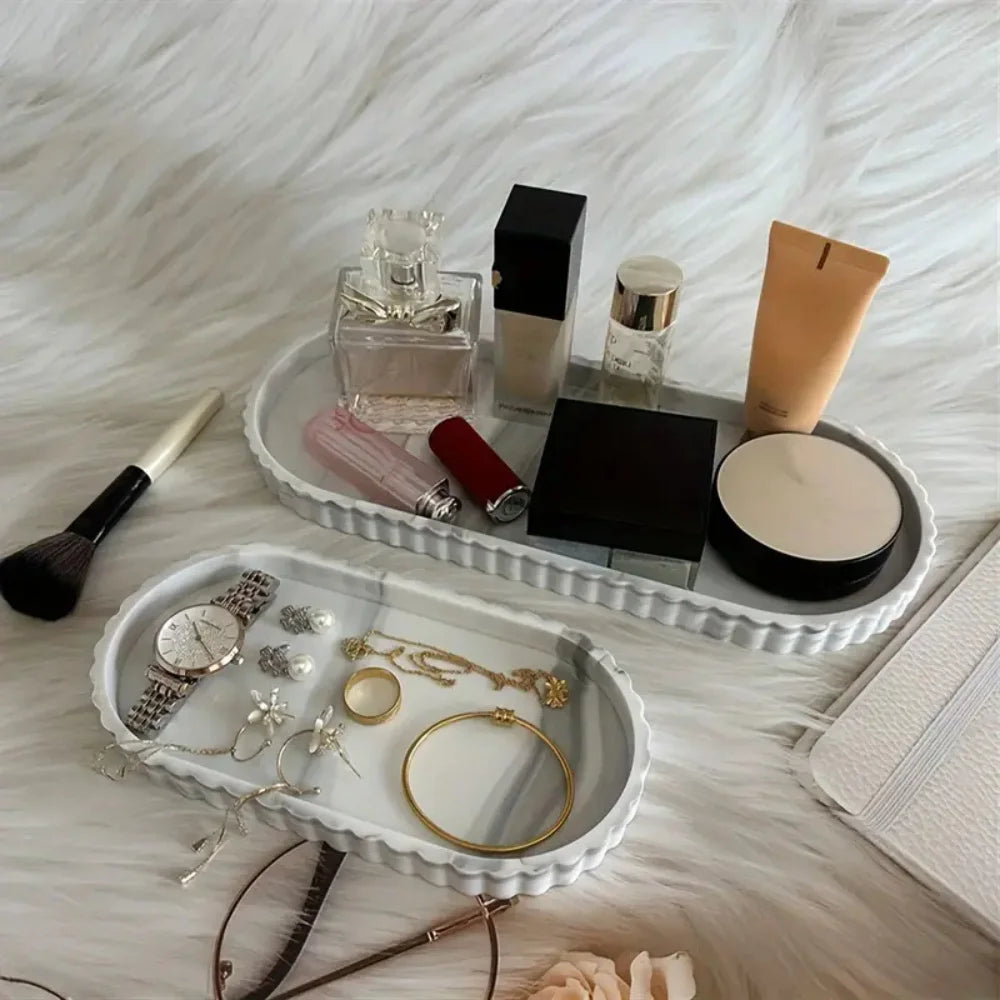 1-Piece Oval Vanity Tray, Silicone