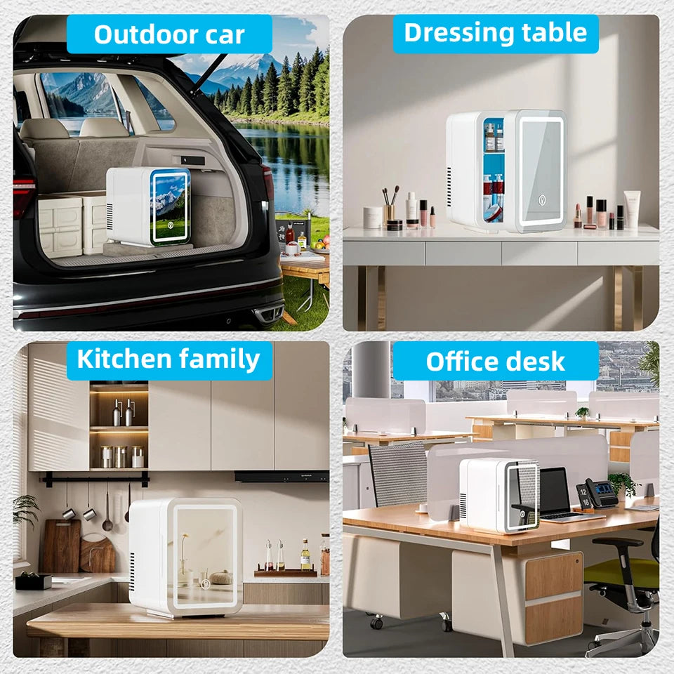 Cooler＆Warmer Fridge With LED Light Mirror