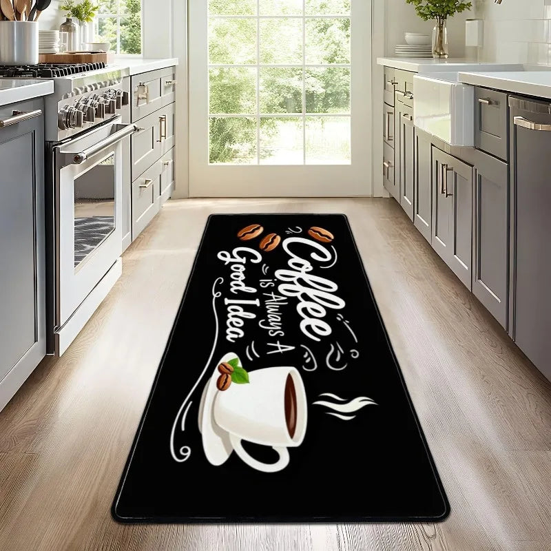 Coffee Theme Letter Print Runner Rug