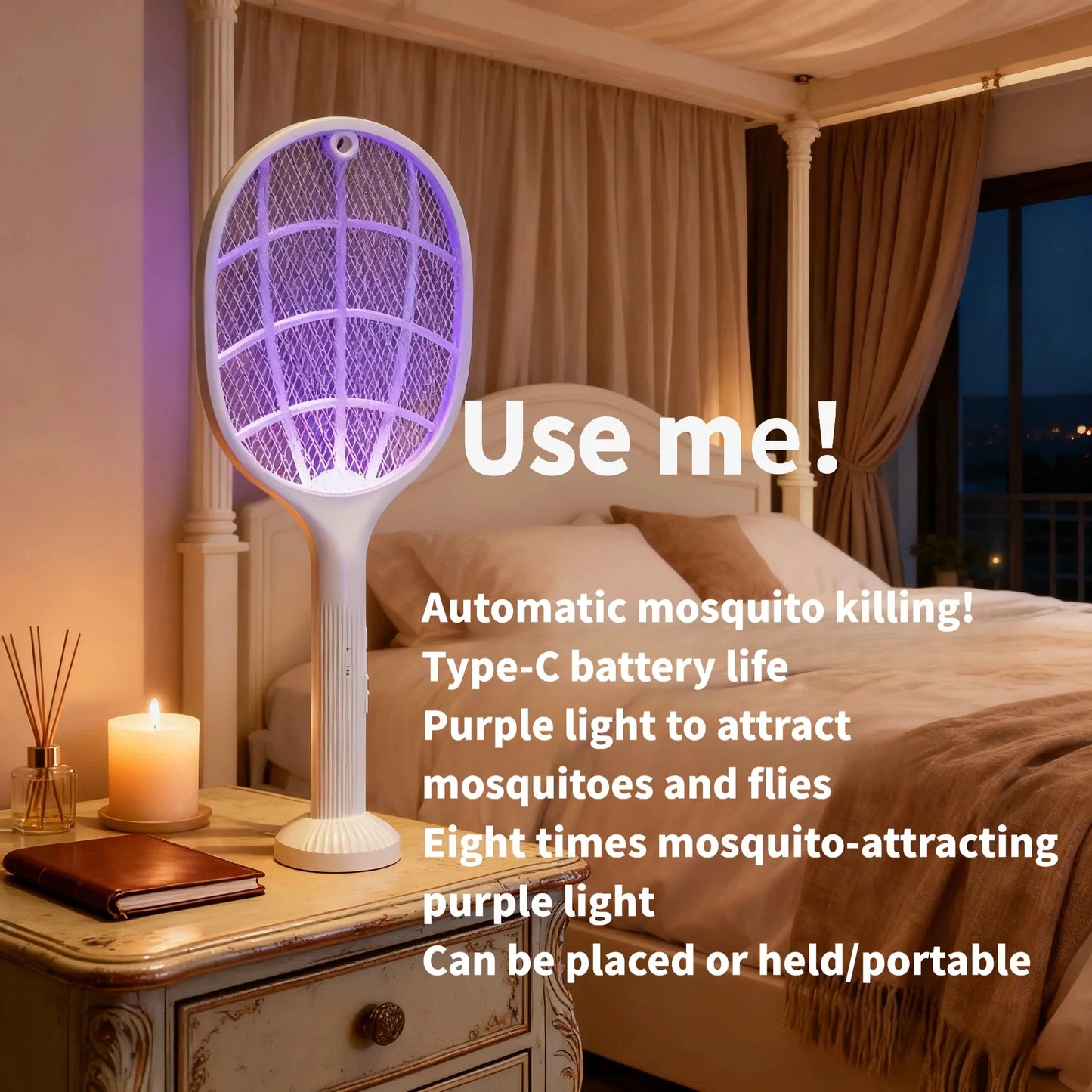 2-in-1 Smart Bug Zapper Racket w/ USB Rechargeable