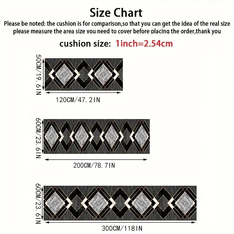 VIKAMA Black Gold Diamond Pattern Rug
