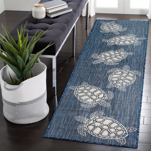 Abstract Sea Turtle Koi Fish Geometric Runner Rug