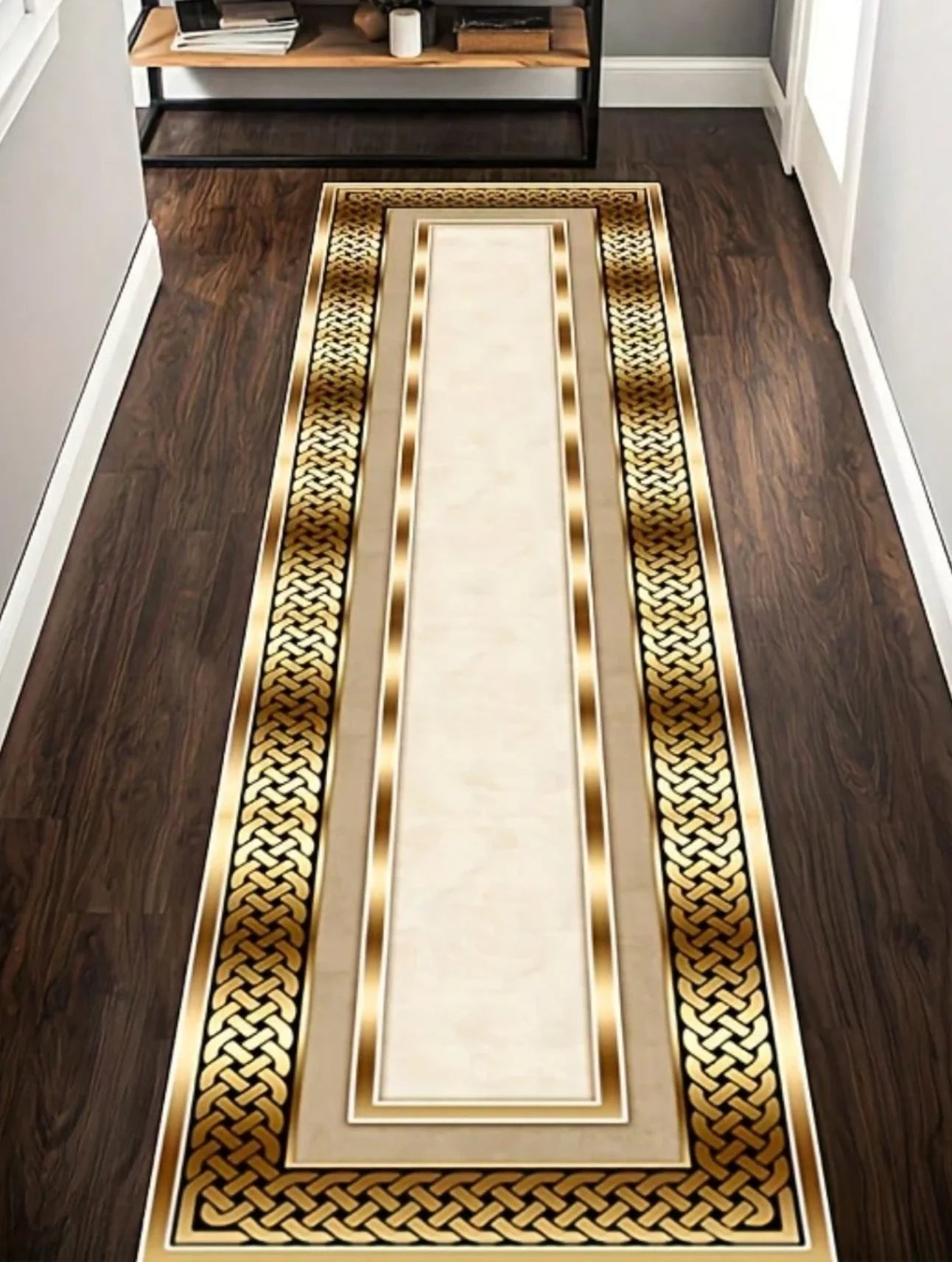 Geometric Gold Floral Feather