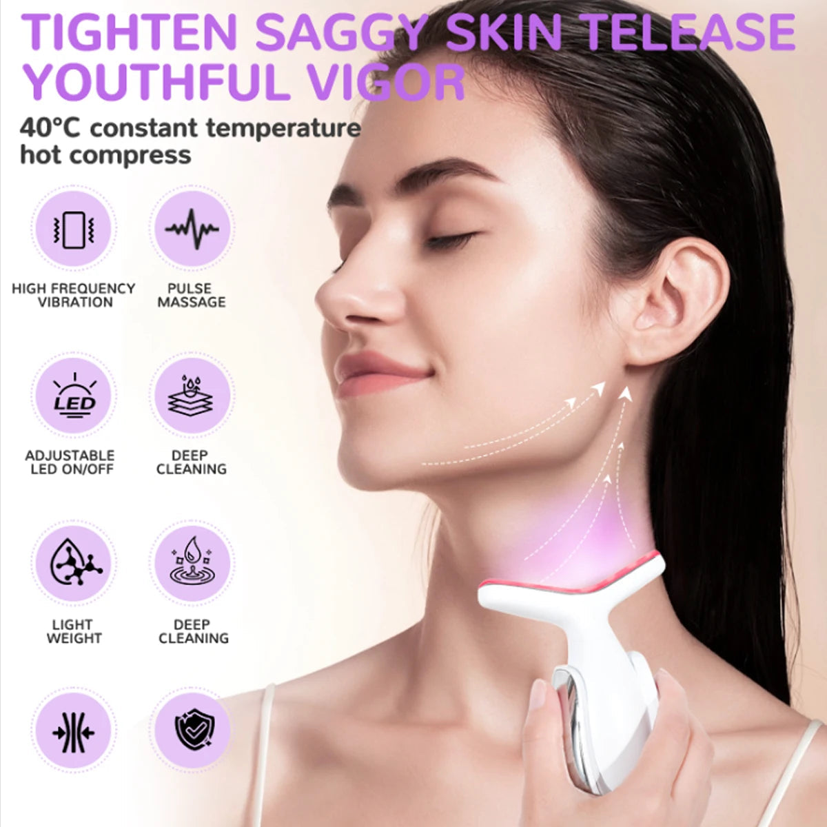 Face and Neck Massager with 7 Colours LED and Heat