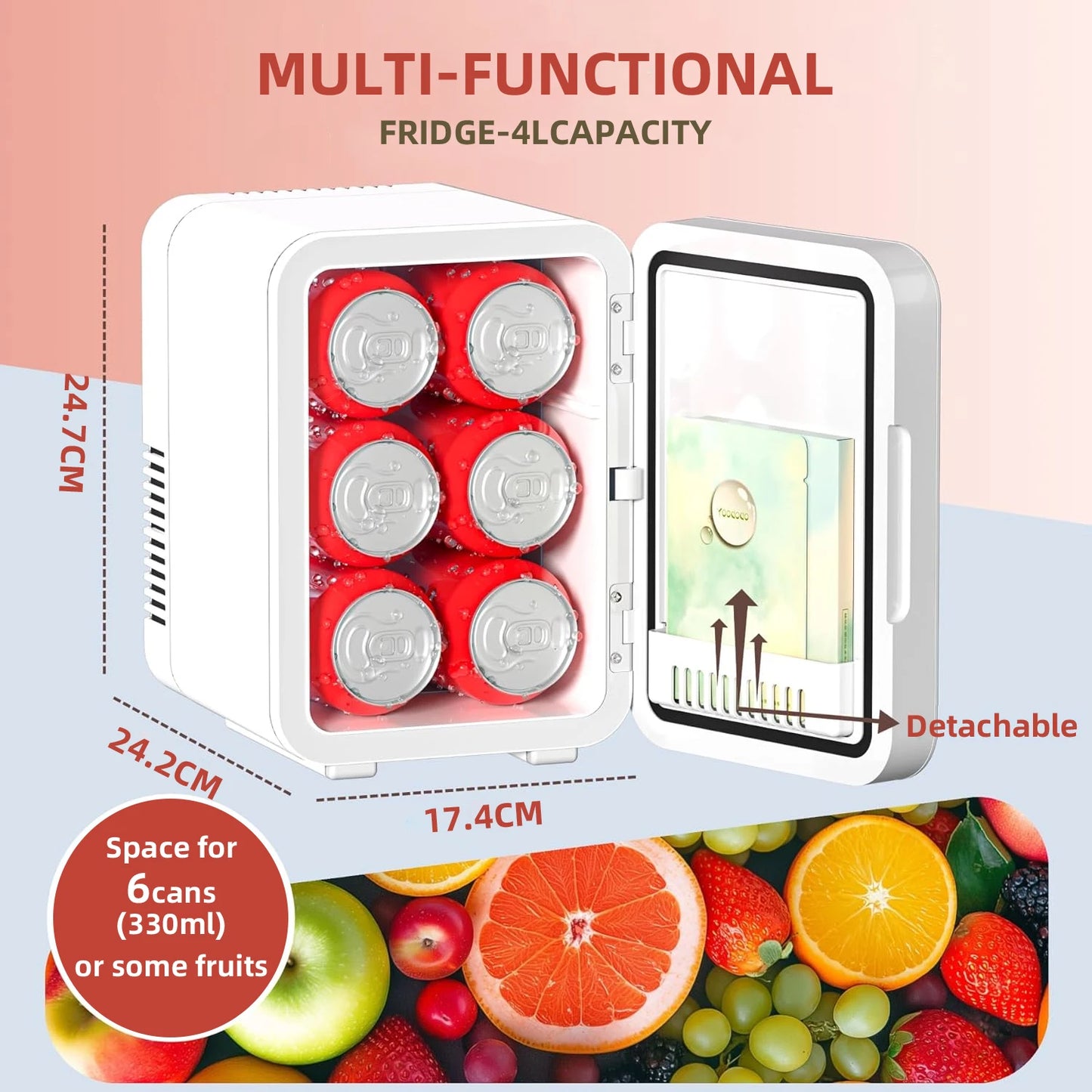 Cooler＆Warmer Fridge With LED Light Mirror