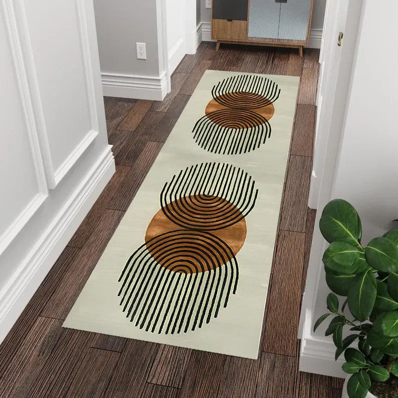 Abstract Sea Turtle Koi Fish Geometric Runner Rug