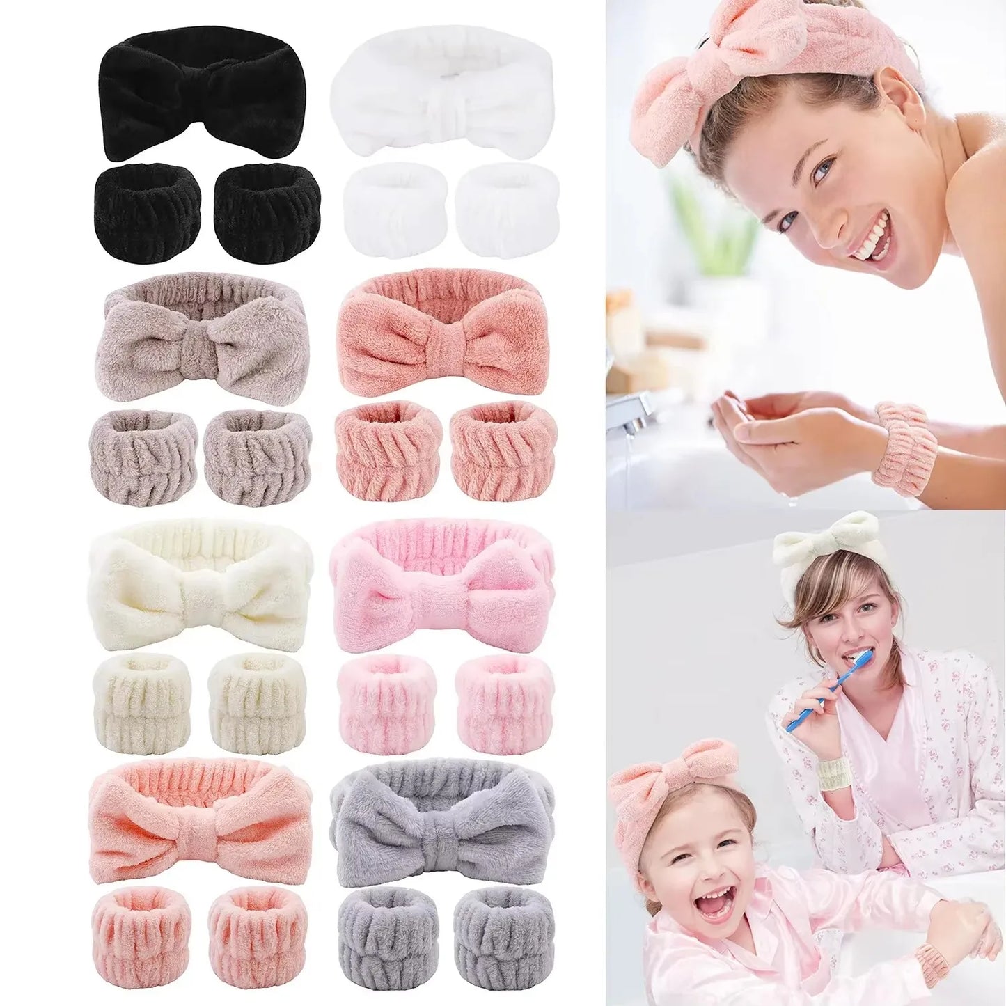 3Pcs Spa Headband Wristband for makeup