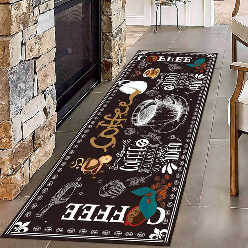 Coffee Theme Letter Print Runner Rug