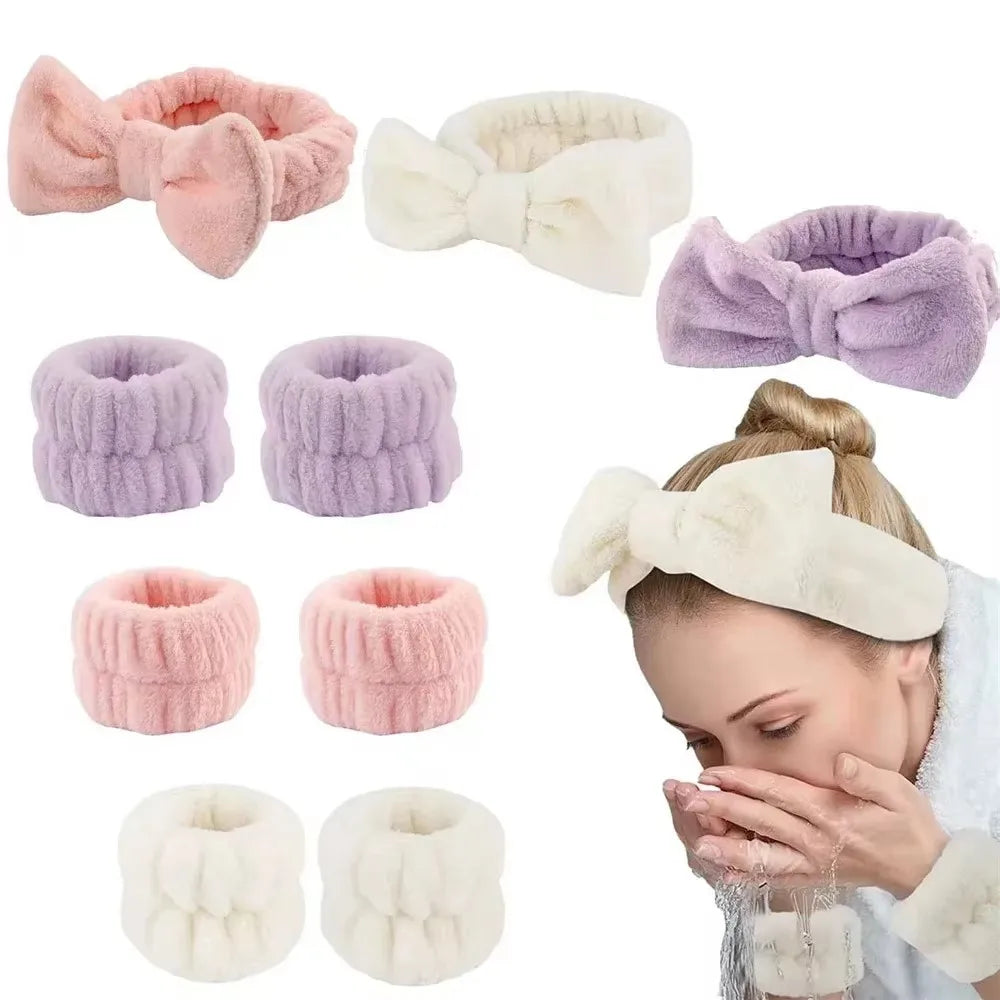 3Pcs Spa Headband Wristband for makeup