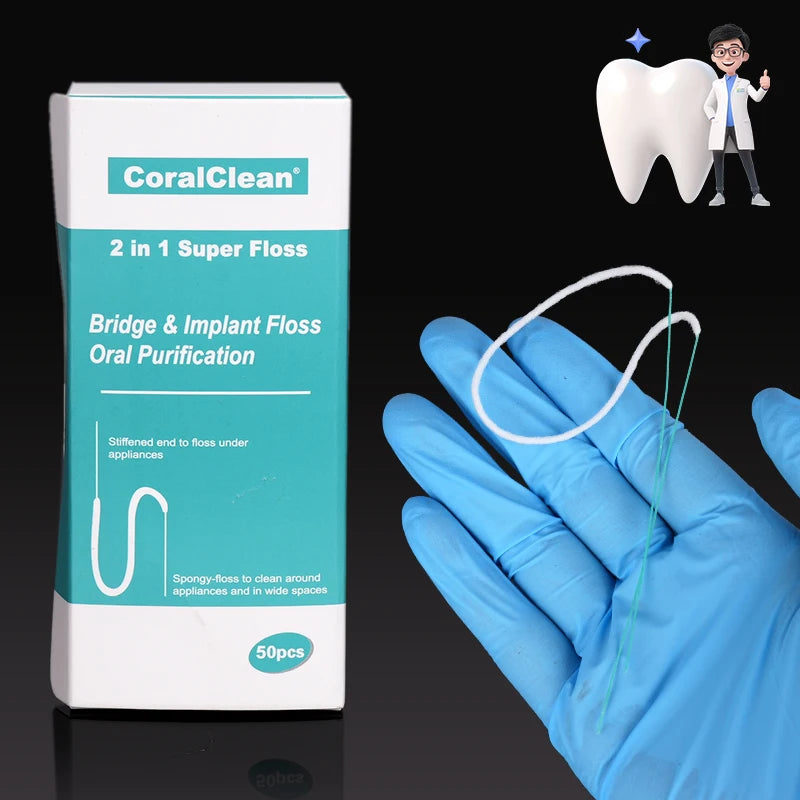 50Pcs Dental Floss Toothpick Water