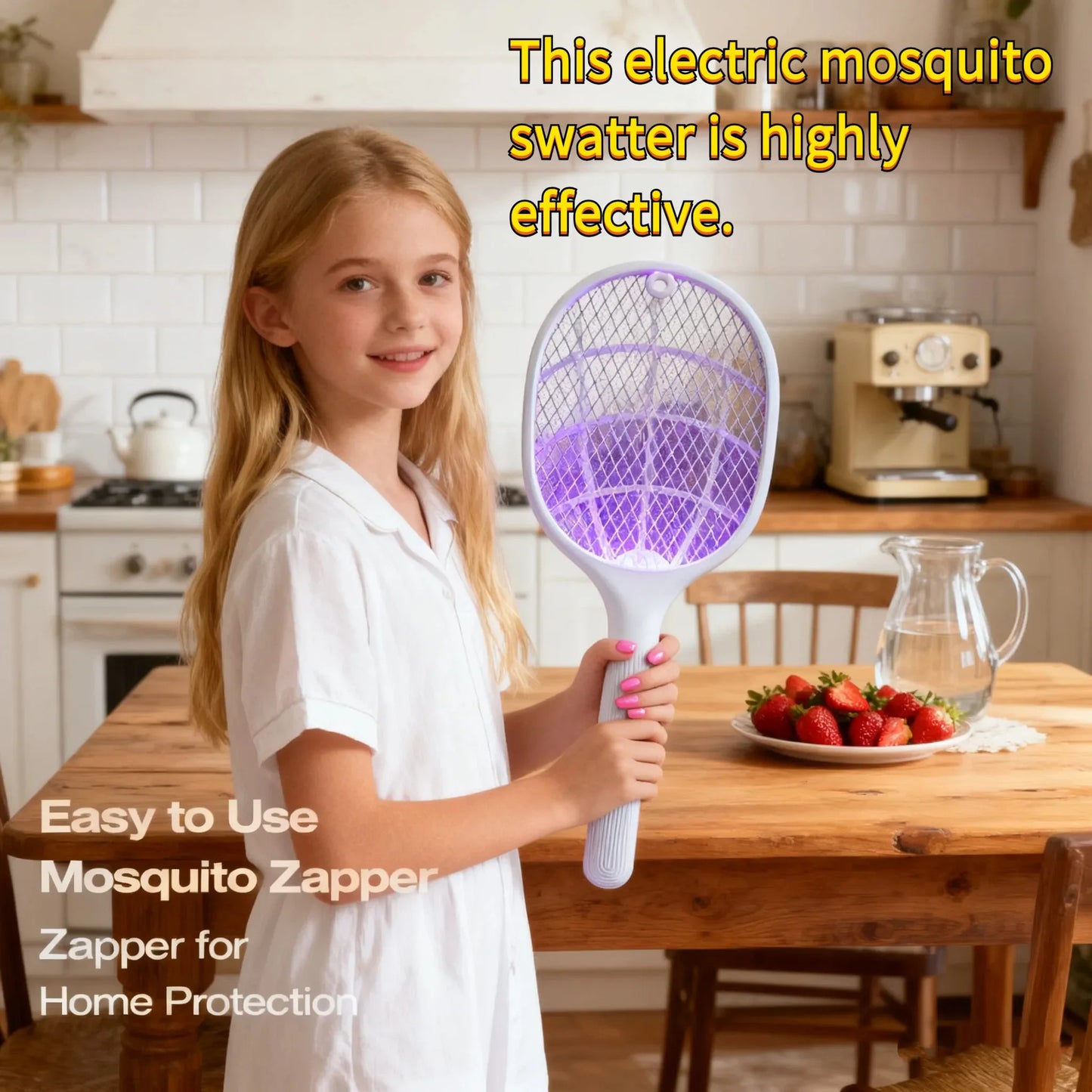 2-in-1 Smart Bug Zapper Racket w/ USB Rechargeable