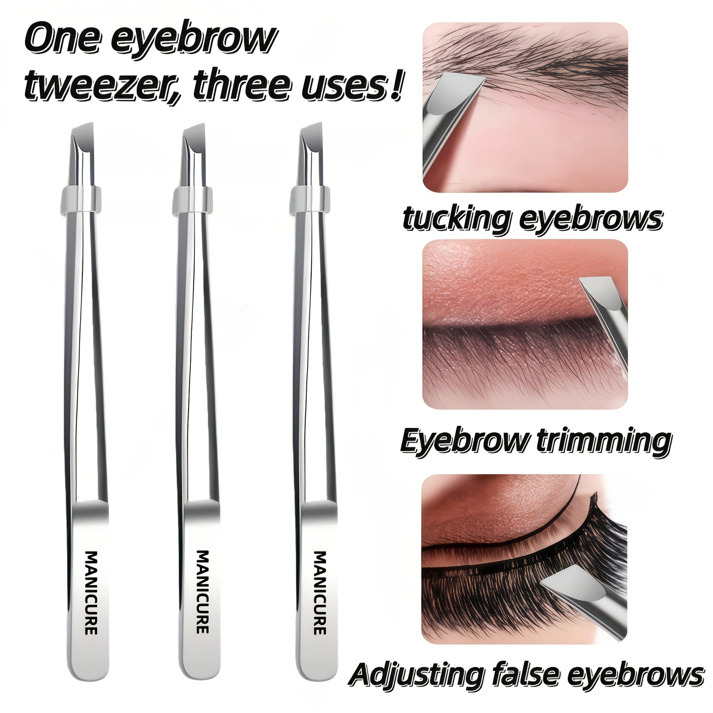 Steel Slant Tip Tweezers  for Eyebrow
