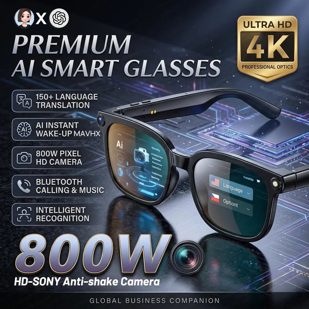 2026 4K 8MP Smart Glasses HD Camera (150+Language Translation)