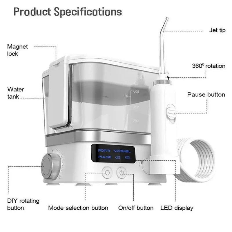 Oral Irrigator Multifunctinal Flosser Tooth Cleaner 600ml Electric