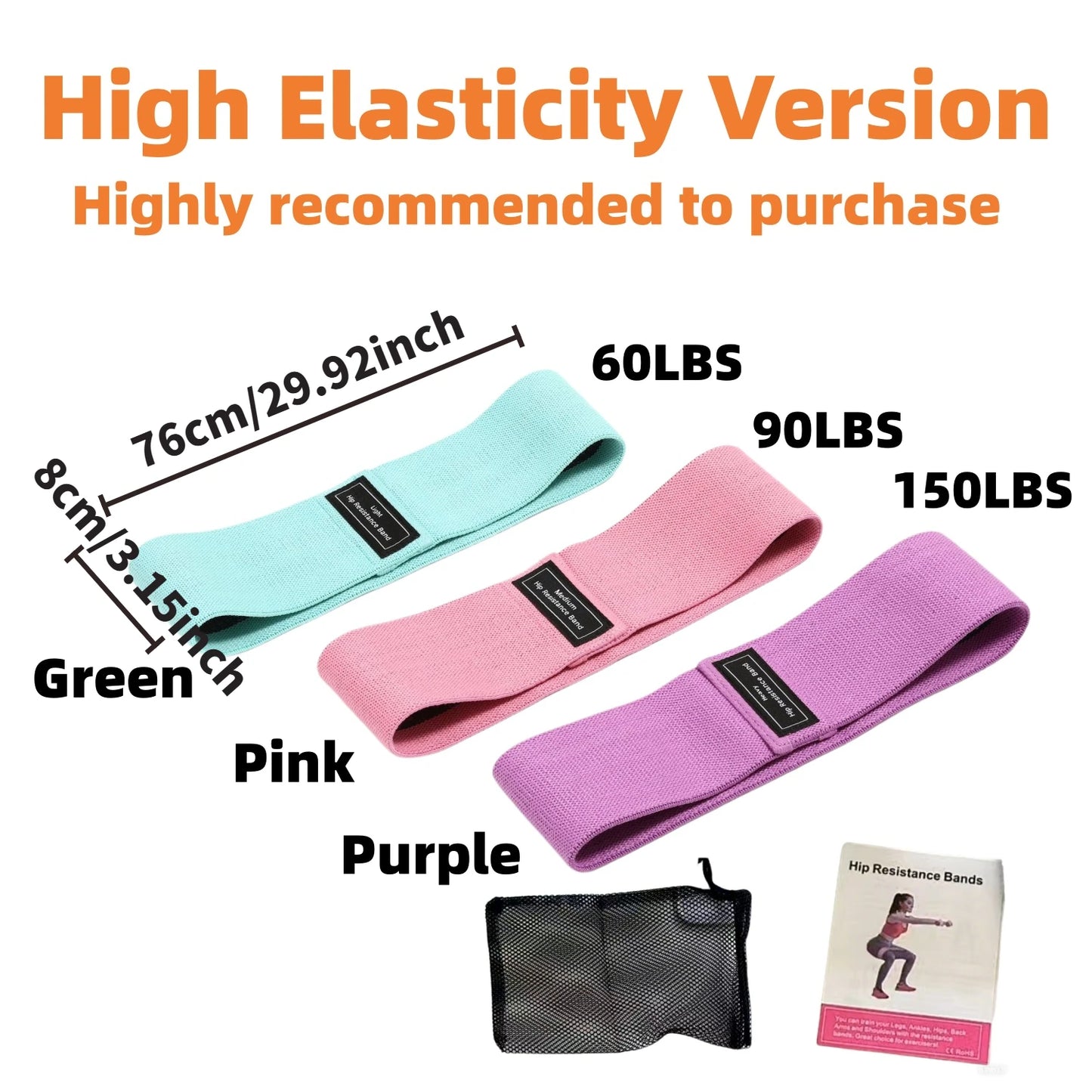 Basic Fabric Resistance Hip Booty Bands Glute Thigh Elastic Workout Bands Squat Circle Stretch Fitness Strips Loops Yoga Gym