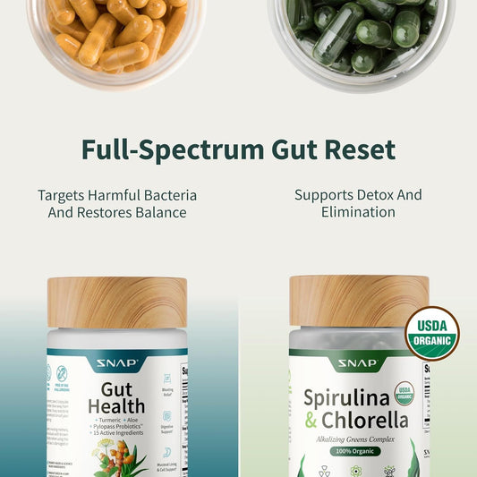 Snap Supplements Gut Health & Organic Spirulina Chlorella