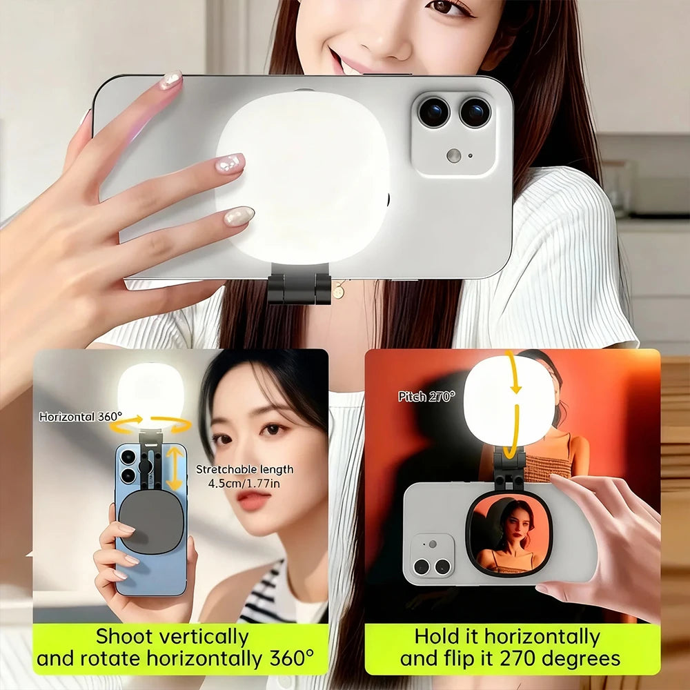 Magnetic Selfie Light with 360° Mirror