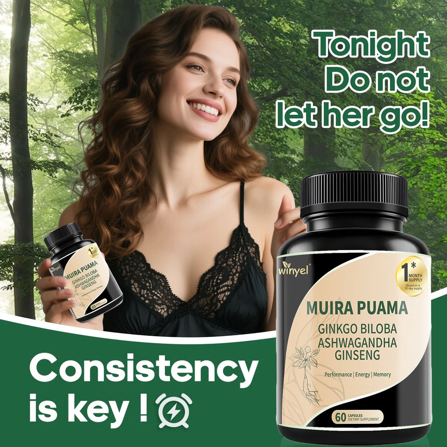 Muira Puama Ginseng Ashwagandha Ginkgo Tribulus  Herbal Supplements