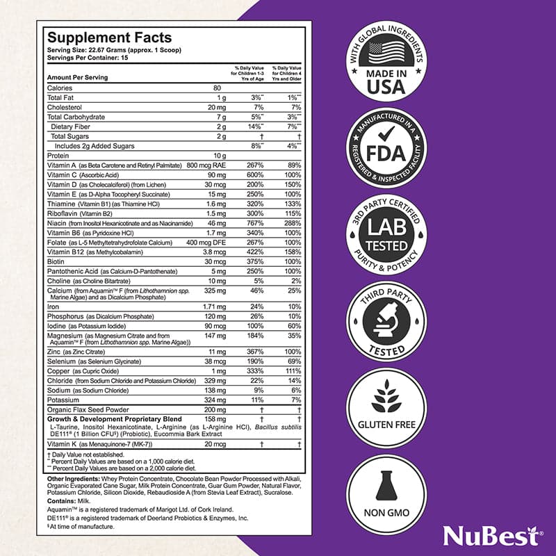 NuBest Tall Protein Chocolate Shake for Kids Ages 3+